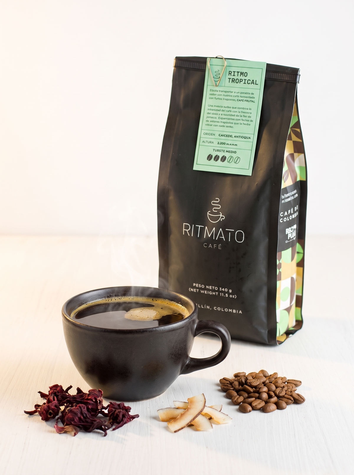 Café Ritmato Ritmo Tropical frutal molido 340 g, otra vista
